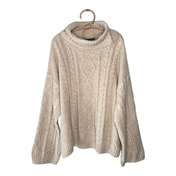 Sanctuary Oatmeal Speckled Cable Knit Wide Sleeve Sweater NEW Size 3X - Picture 1 of 10